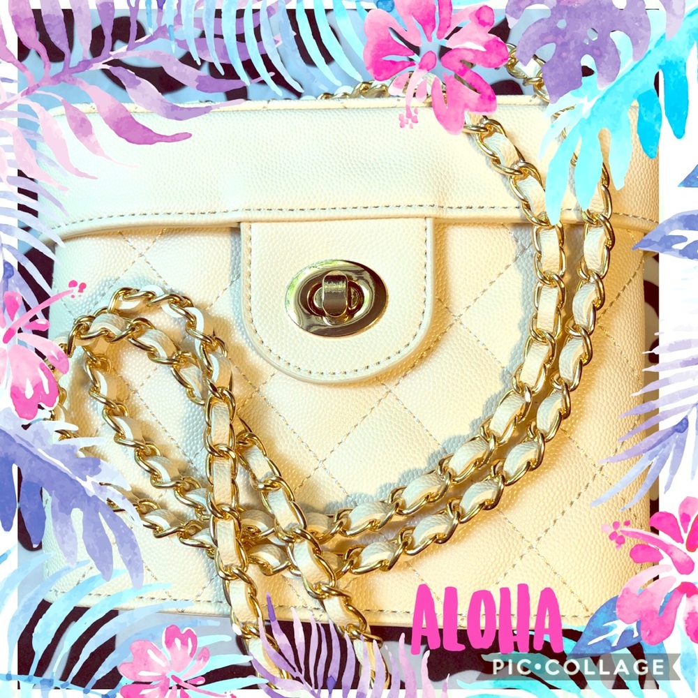 BeCool Off-White PU Leather Top Handle Bag